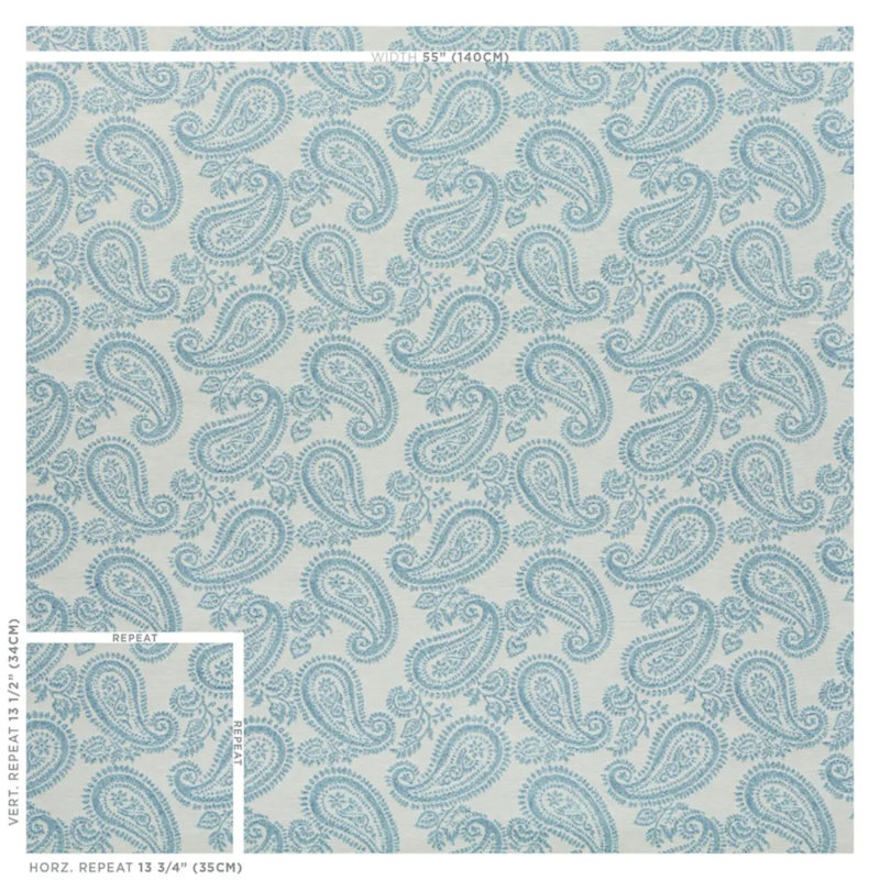 Milena Paisley Fabric, Sky
