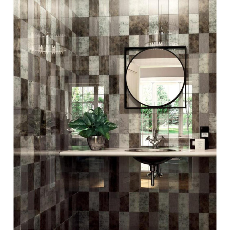 Tela Gray 11.63" x 35" Decorated Glass Tile