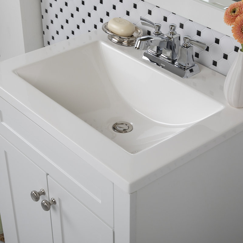 White 25" Single Bathroom Vanity with Cultured Marble Top