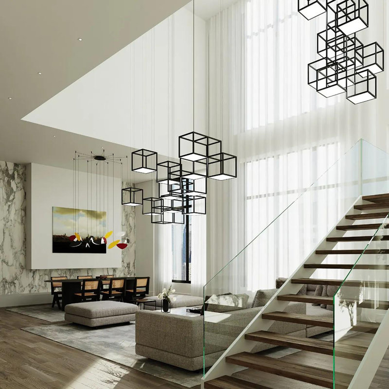 Cubix 9 - Light Dimmable LED Square / Rectangle Chandelier