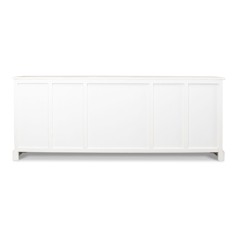 Distressed Farmhouse 80'' Gray Solid Wood Waterfall Sideboard