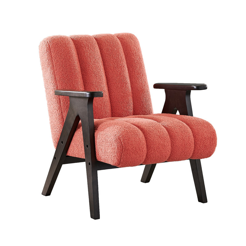 Fauteuil d'appoint en corail - siège confortable avec cadre en bois et revêtement