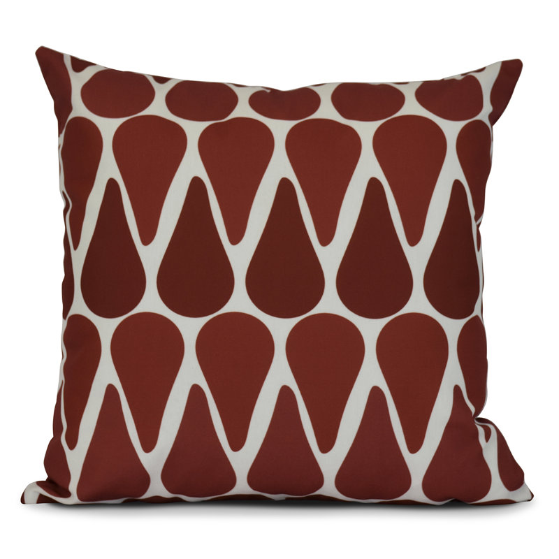 Sail, Sun, & Fun Geometric Outdoor Reversible Throw Pillow, 16" H x 16" W x 3" D, Red