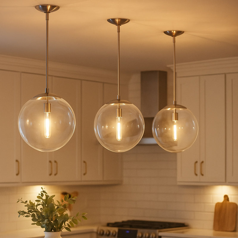 Warby Single Light Orb Pendant Light, Polished Antique Nickel, Clear, 14.25" H x 13.5" W x 13.5" D