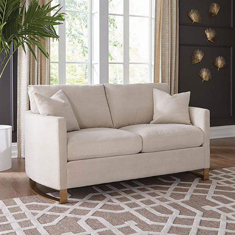 Baber Upholstered Curved Track Arm Loveseat Beige, Beige