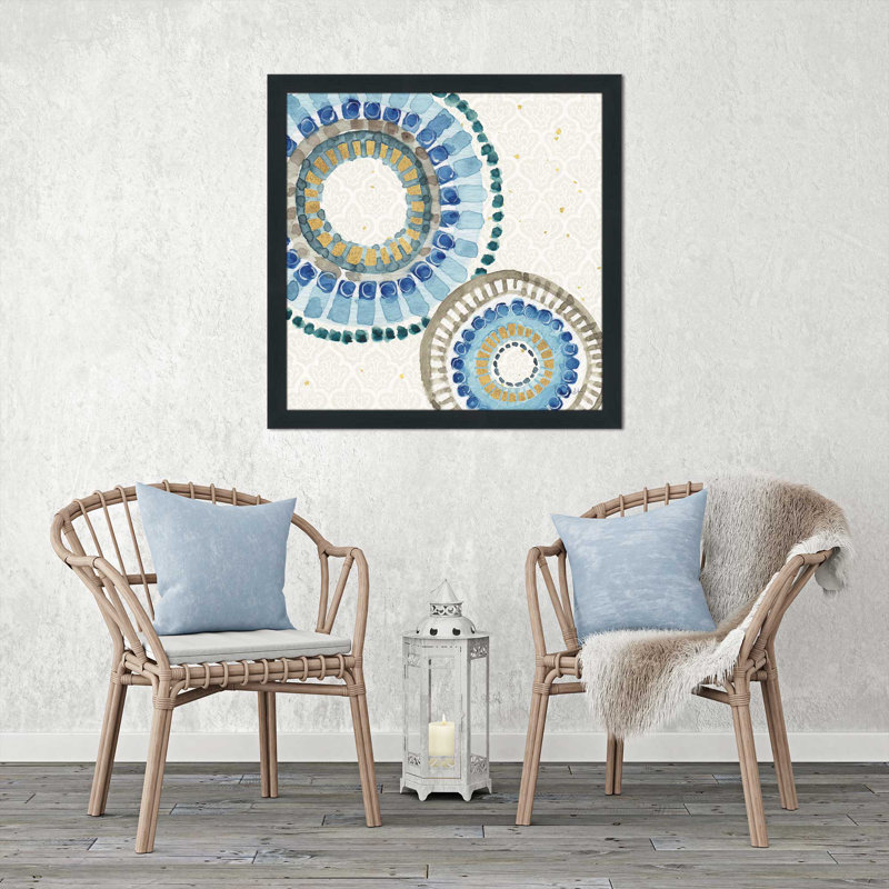« indigold xvi », reproduction de peinture à l’aquarelle sur toile, H 21,5 po x l 21,5 po x P 0,75 po, Cadre espresso