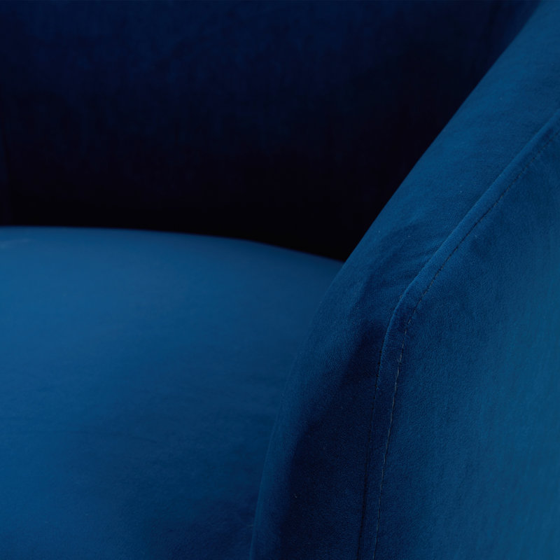 Fauteuil demi-tonneau pivotant en velours Elexi, Velours de polyester bleu