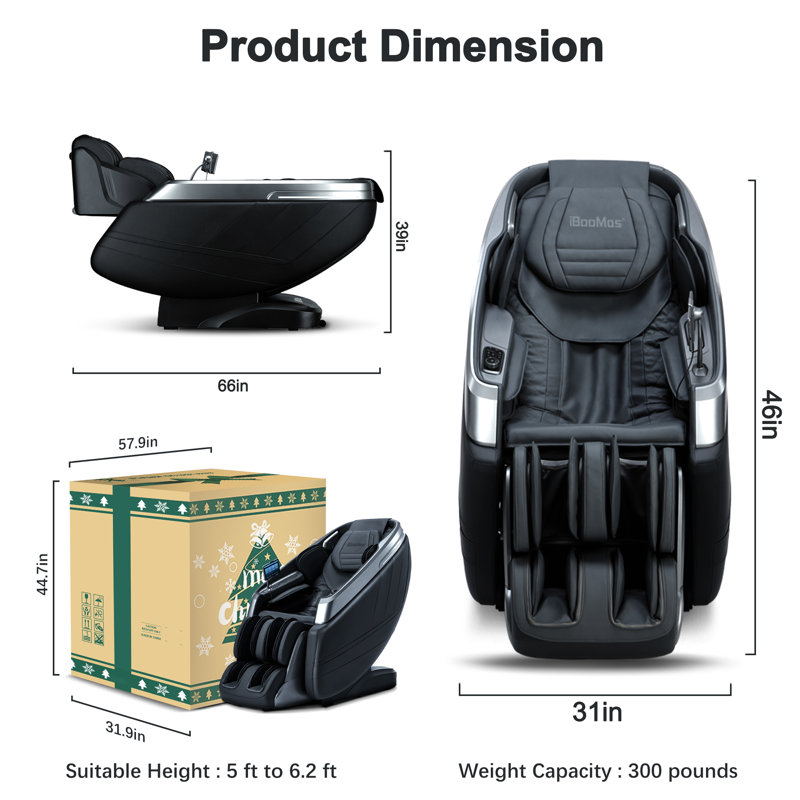 4D Full Body Massage Chair Zero Gravity Heated Massage Recline With Body Scan Auto Footrest Extention, Black