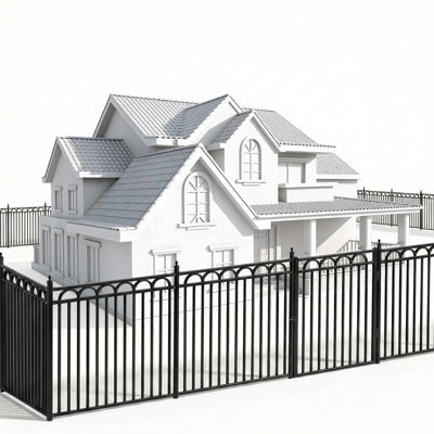 79FT Heavy Duty Arc Fence Barrier Kit, Anti-Rust Metal Steel Fence with 4FT Height X 5FT Width Panels, Gate, Posts, Connectors, Outdoor Fencing for Yard, Pool, Patio