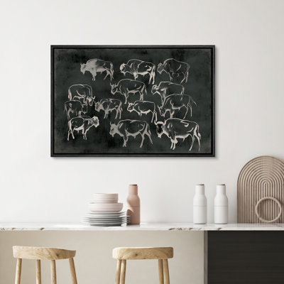 Vintage Sketch The Cow Collection Abstract Black Decor Minimalist Modern Wall Art Living Room