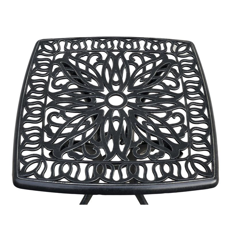 Wetherell Square Metal Outdoor Side Table With Umbrella Hole , 21.06'' in. W 21.06'' in. D