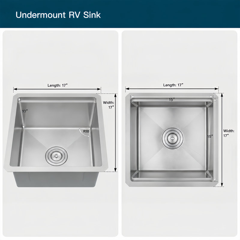 Petit évier de cuisine en acier inoxydable LQS L 17 po x l 17 po