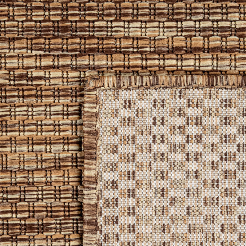 Mountville Balcony Terrace Kitchen Mottled Flatweave Brown Rug, Square 150cm
