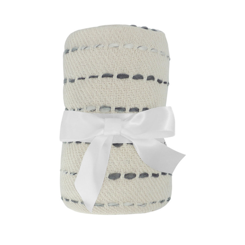 Deep Ombre Striped Handmade Woven Throw Blanket with Fringe, Gray