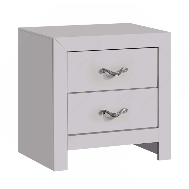 Table de chevet 2 tiroirs Modern avec poignée chromée