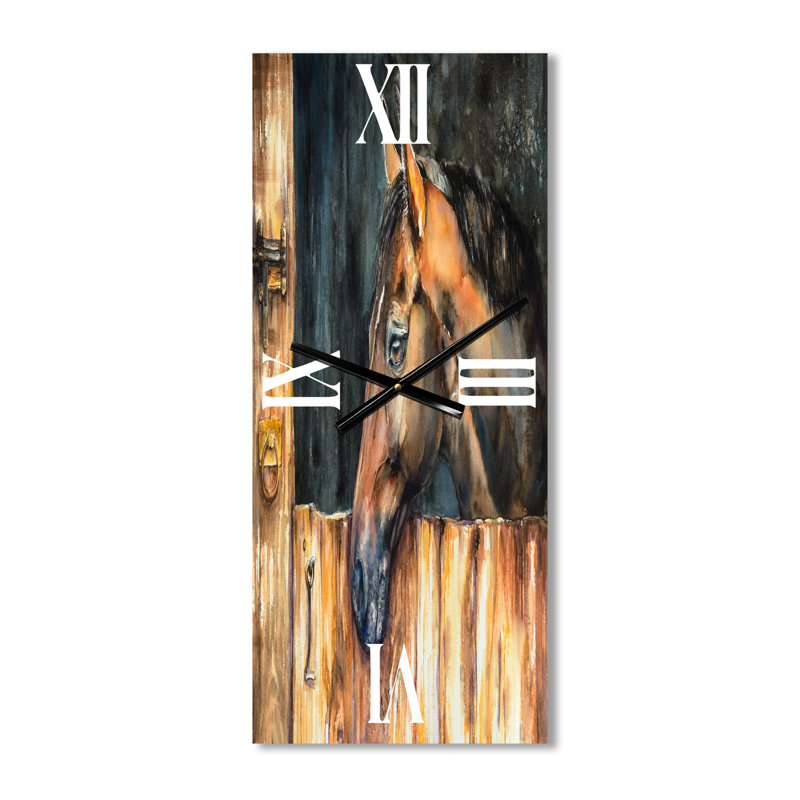 La tête d'un cheval dans une étable - Horloge murale de ferme, Petit