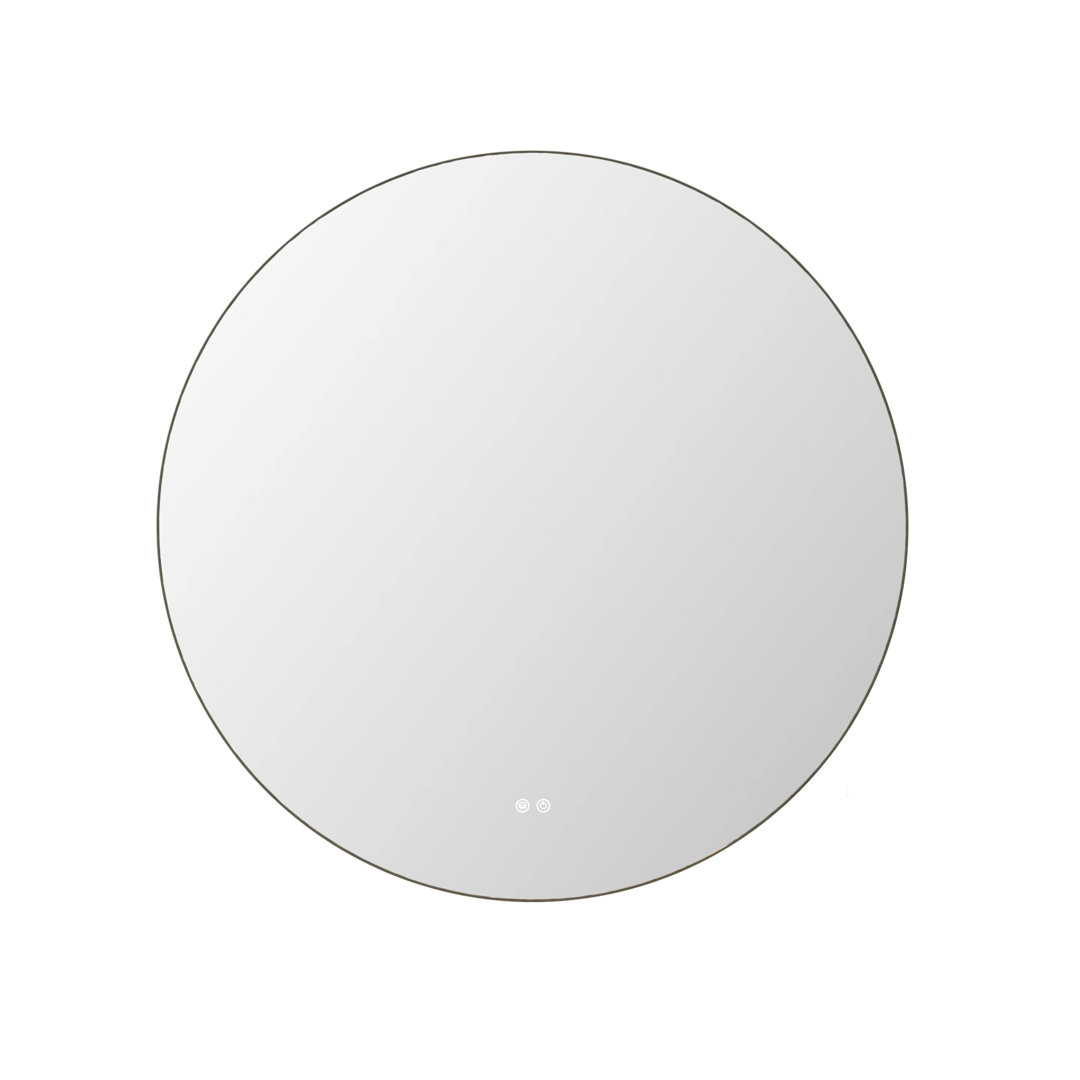 Adorna  Round Frameless Backlit Mirror, LED Bathroom Mirror with Dimmable Brightness, Anti-fog Function, 50000h Lifetime, Shatterproof Film Orren Ellis 