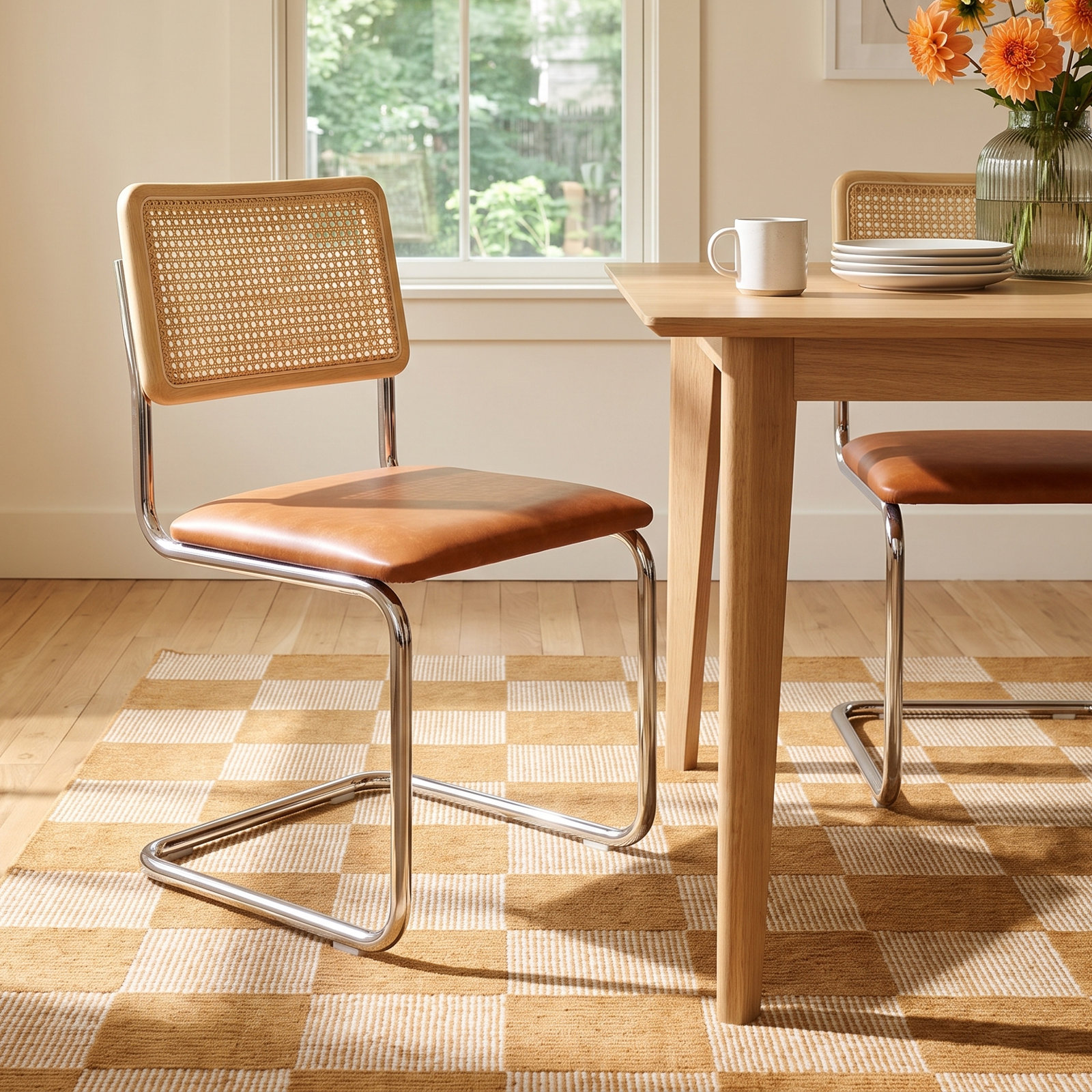 Walsh Side Chair, Saddle Tan Vegan Leather