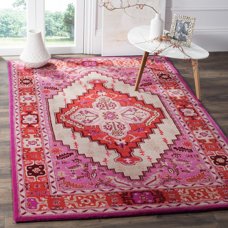 Tapis rouge en laine touffeté à la main Blokzjil, Rectangle 8 pi x 10 pi