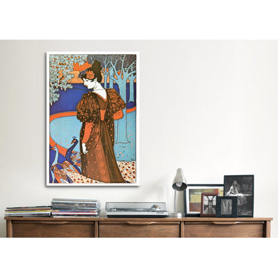 Lady with Peacocks (Art Nouveau) Vintage Advertisement on Canvas