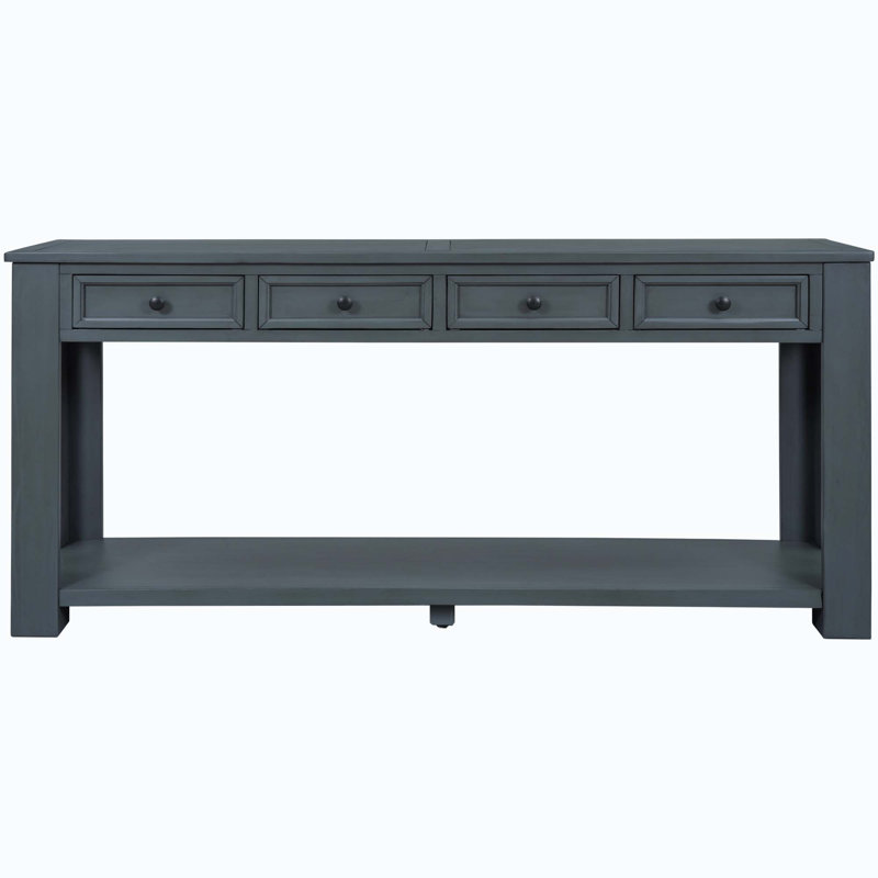 3-Drawers Storage  Console Table with Bottom Shelf for Entryway Hallway, Navy