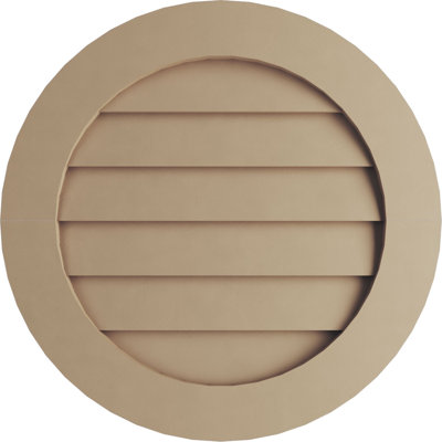 Timberthane Round Faux Wood Non-Functional Gable Vent, Primed Tan