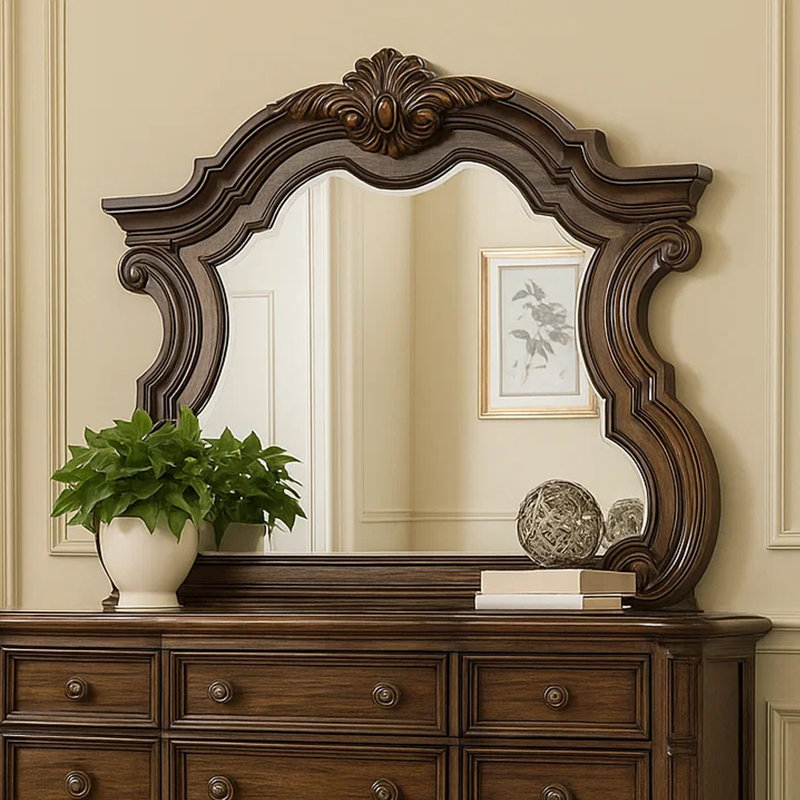 Miroir biseauté en bois brun 50 po Leova