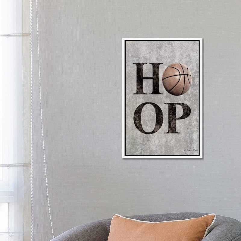 Basketball HOOP - Print on Canvas, White Floater Framed, 66.04cm H x 45.72cm W x 3.81cm D