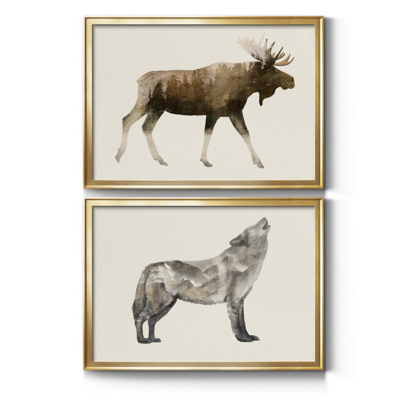 The Wilderness III - ensemble de 2 peintures encadrées, Or, H 42,5 po x l 61 po x P 1 po