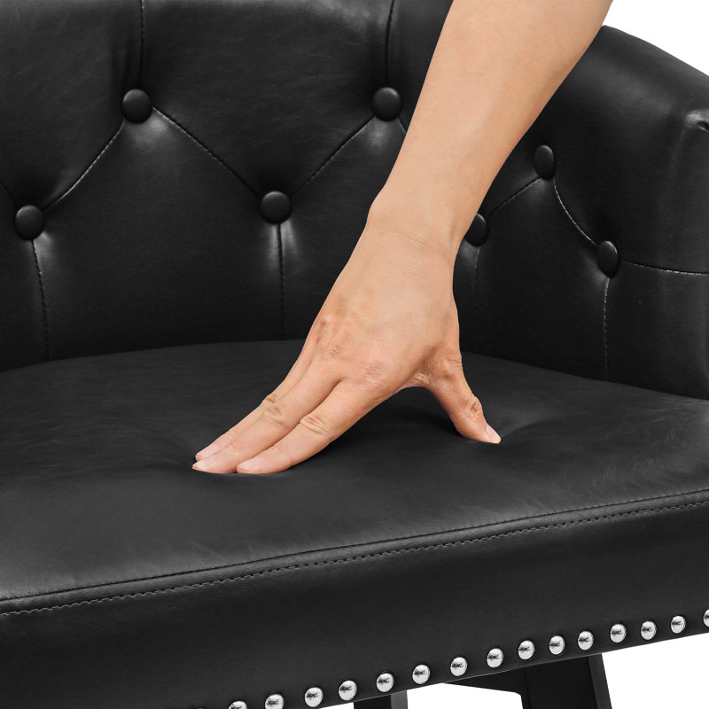 Tabouret de comptoir pivotant rembourré avec structure en métal, Noir