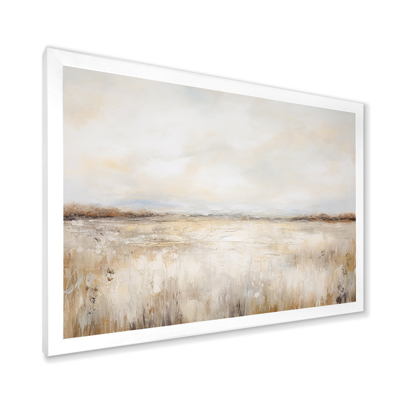 Décoration murale Pairies Minimalisme, charme de campagne I - Prairies, Cadre simple blanc, H 30 po x l 40 po x P 1,5 po