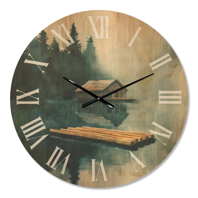 Horloge murale paysage en bois rustique, Medium