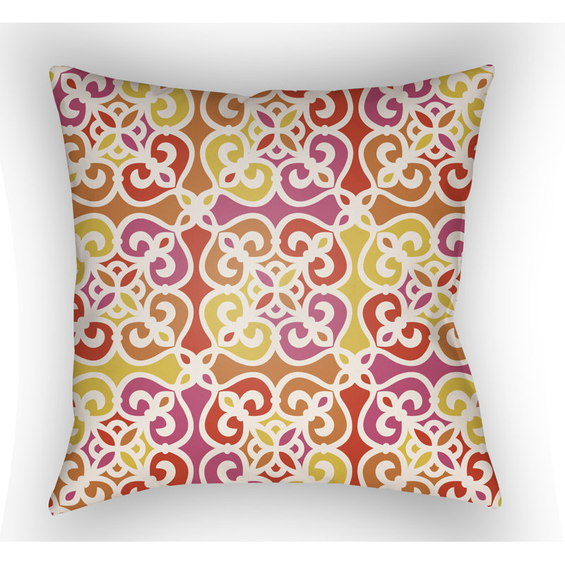  Indoor/Outdoor Throw Pillow, Orange, 20" H x 20" W x 3" D