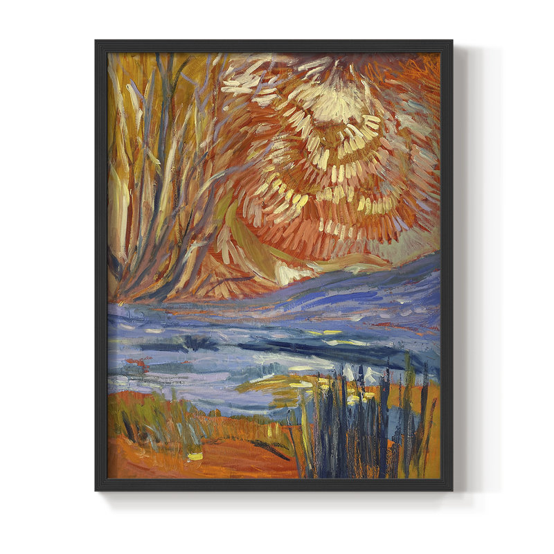 «Cadmium Winter Solstice II», reproduction encadrée - bois massif, Cadre simple noir, H 20 po x l 16 po