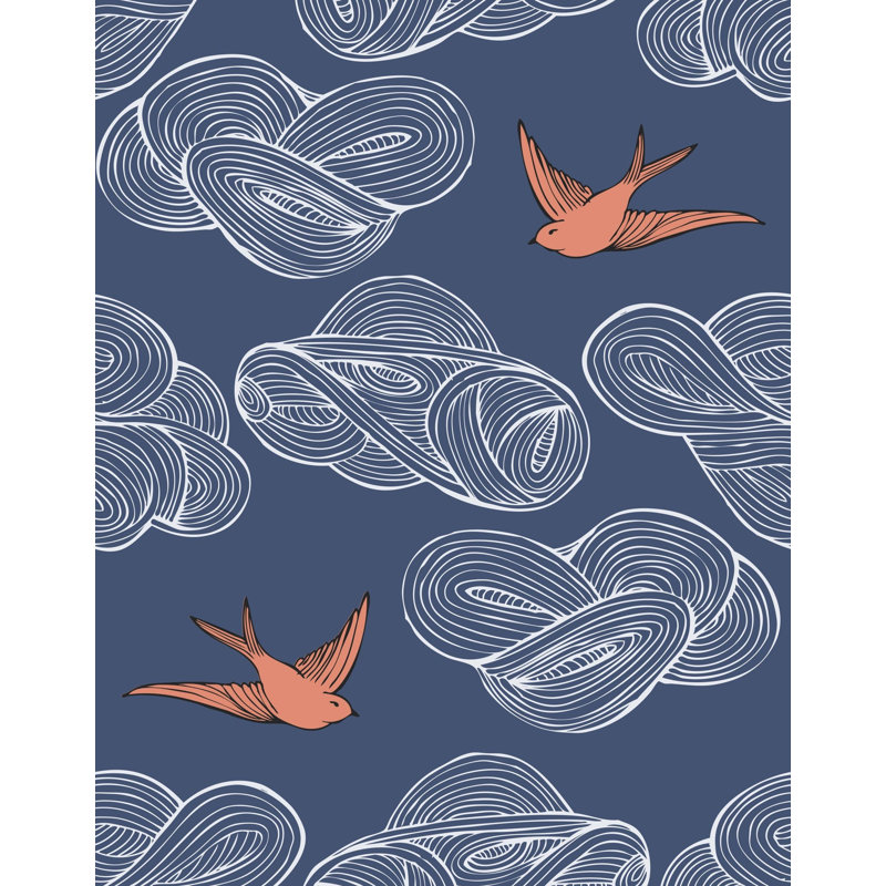 Daydream Wallpaper | Black / Traditional / Roll - 27" x 30', Indigo