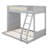Bunk Bed With Chic Rattan Aesthetics, Bunk Bed Frame With Storage Bookshelf And LED Lighting-904871331