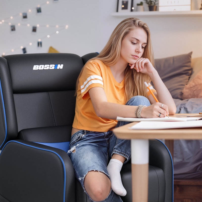 BOSSIN Adjustable Reclining Ergonomic Rocker Game Chair, Black