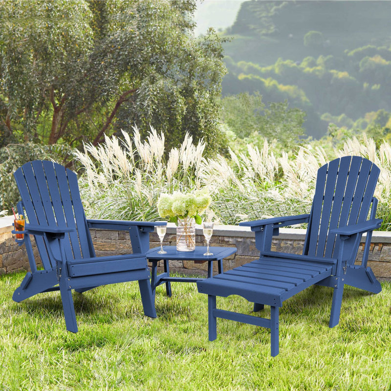 Chaise Adirondack avec repose-pieds Behiye, Marine