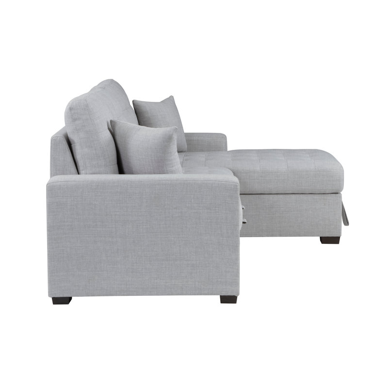 Jerrud Sectional With Right Chaise, Right Hand Facing, Herman Light Gray Polyester, 38" H x 87" W x 61"D