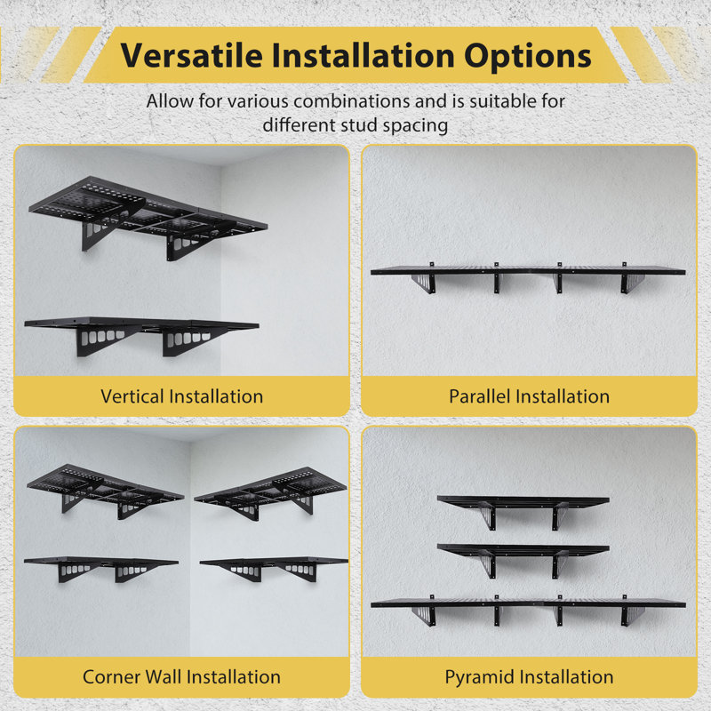 Metal Wall Mounted Shelving Unit, 22.4 cm H x 121.9 cm W x 50.8 cm D