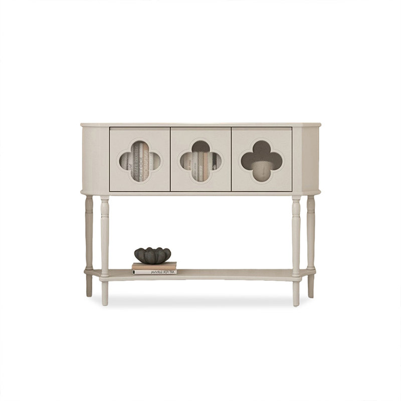 Console demi-cercle en bois massif blanc, White