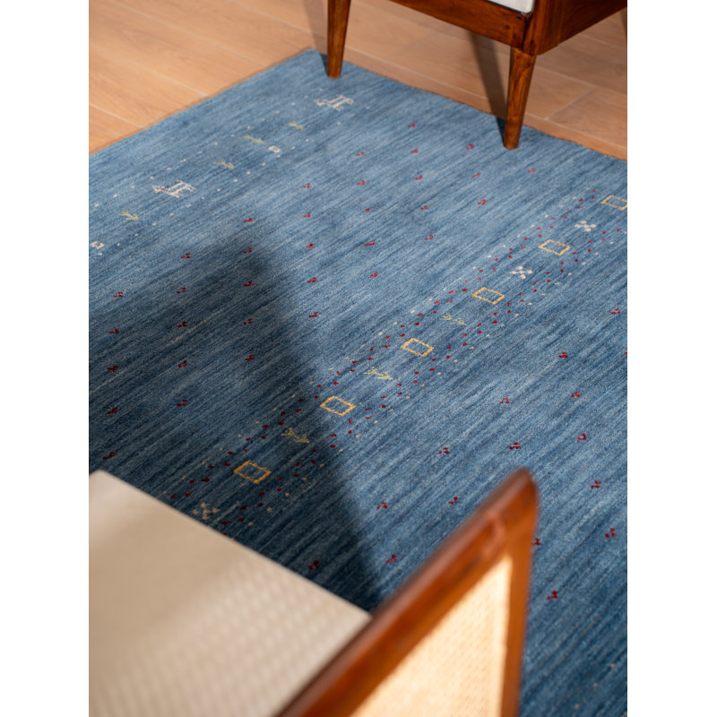 St Catherine Hand Knotted Loom Wool Eco-Friendly Area Rugs - Runner, Blue Color, Contemporary Modern Design, High Pile Thick Handmade Anti Skid Area Rugs for Living Room, Bed Room