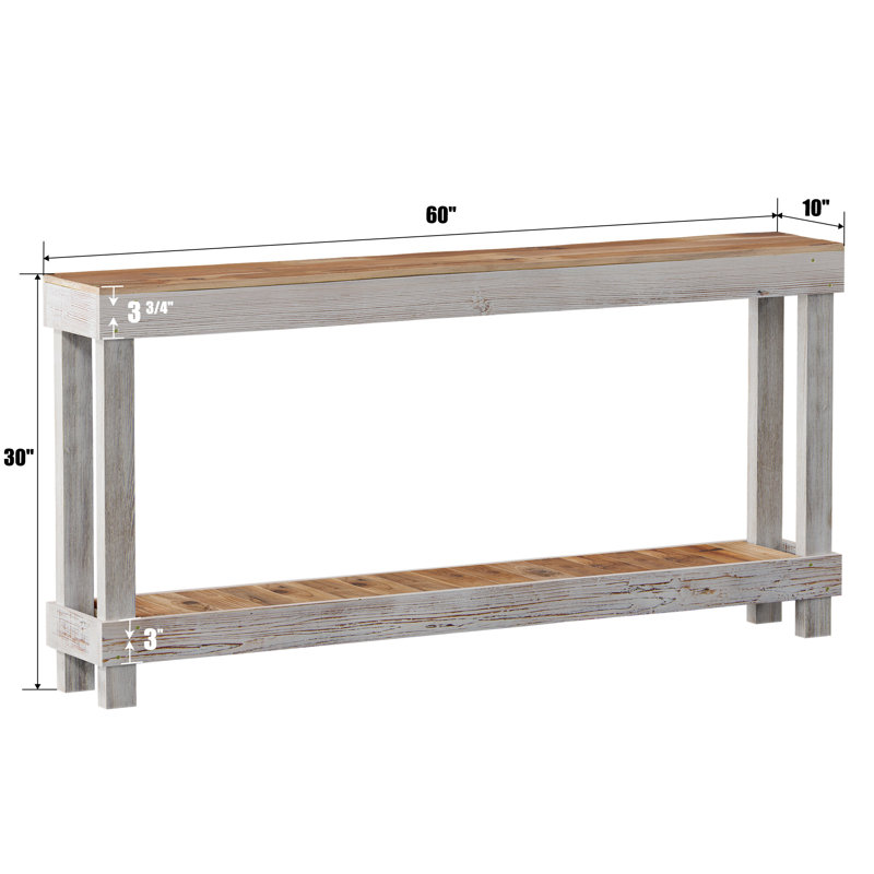 Console en bois massif 60 po, Blanc, H 30 po x l 60 po x P 10 po