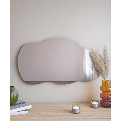 Miroir moderne noir 15,7 x 28,3 x 0,9 po | 100% panneau de fibres à densité moyenne avec verre écologique Fllot-E | Montage mural, conception abstraite | Idéal pour les chambres à coucher et les vestibules, décoration intérieure élégante et fonct