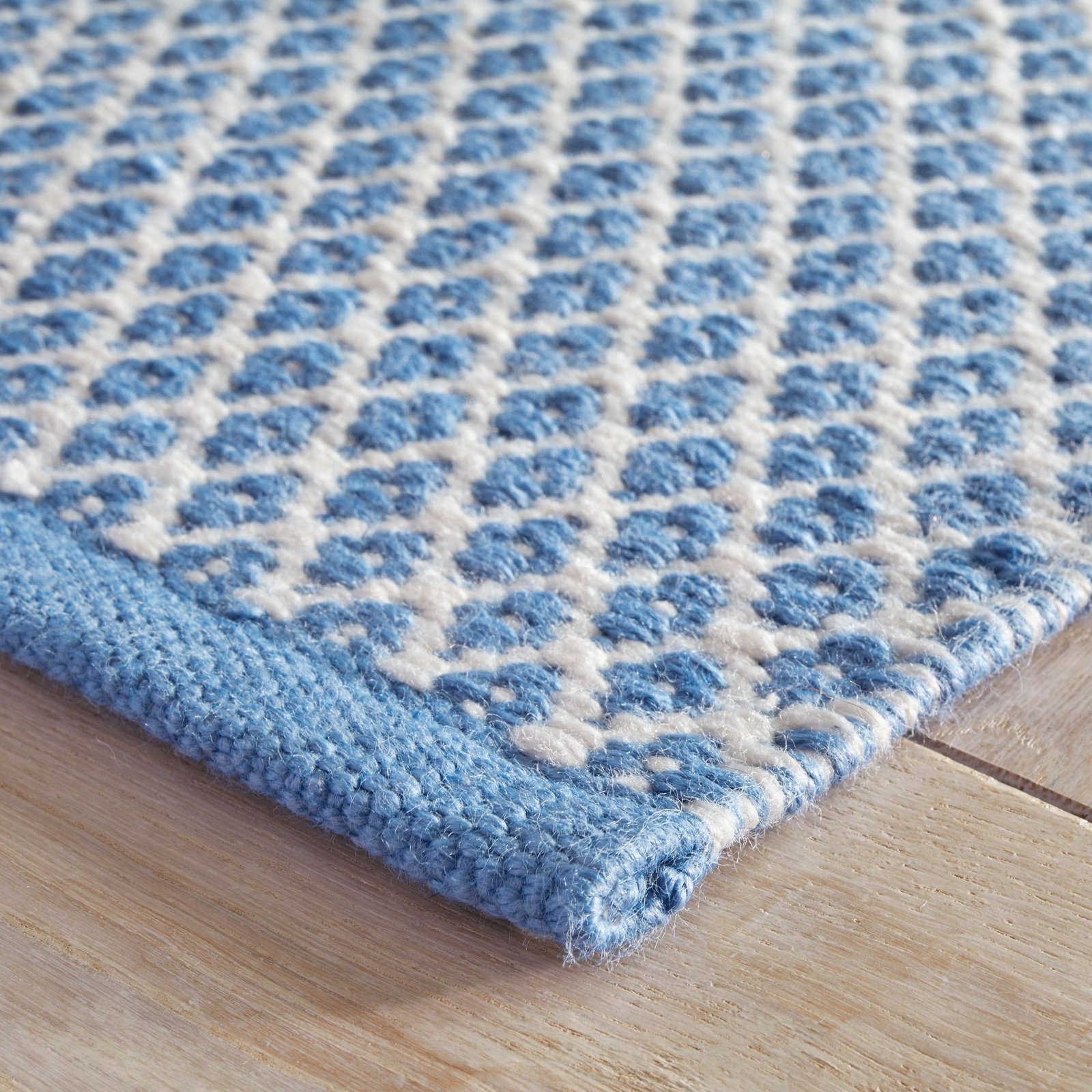 Mainsail French Blue Hand-Woven Geometric Rug, Rectangle 2' x 3', Blue