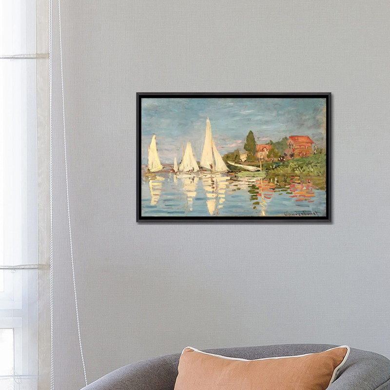 «Regatta at Argenteuil, c.1872» par Claude Monet - Estampe numérique sur toile tendue avec châssis, Impression encadrée
