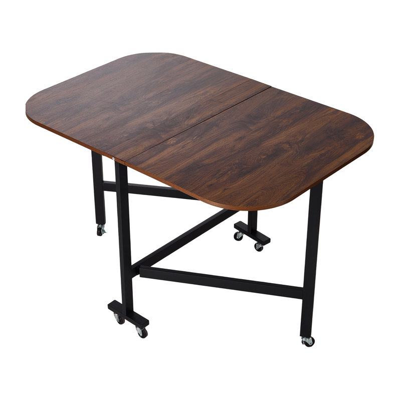 Oval Metal Base Dining Table, Brown, Black