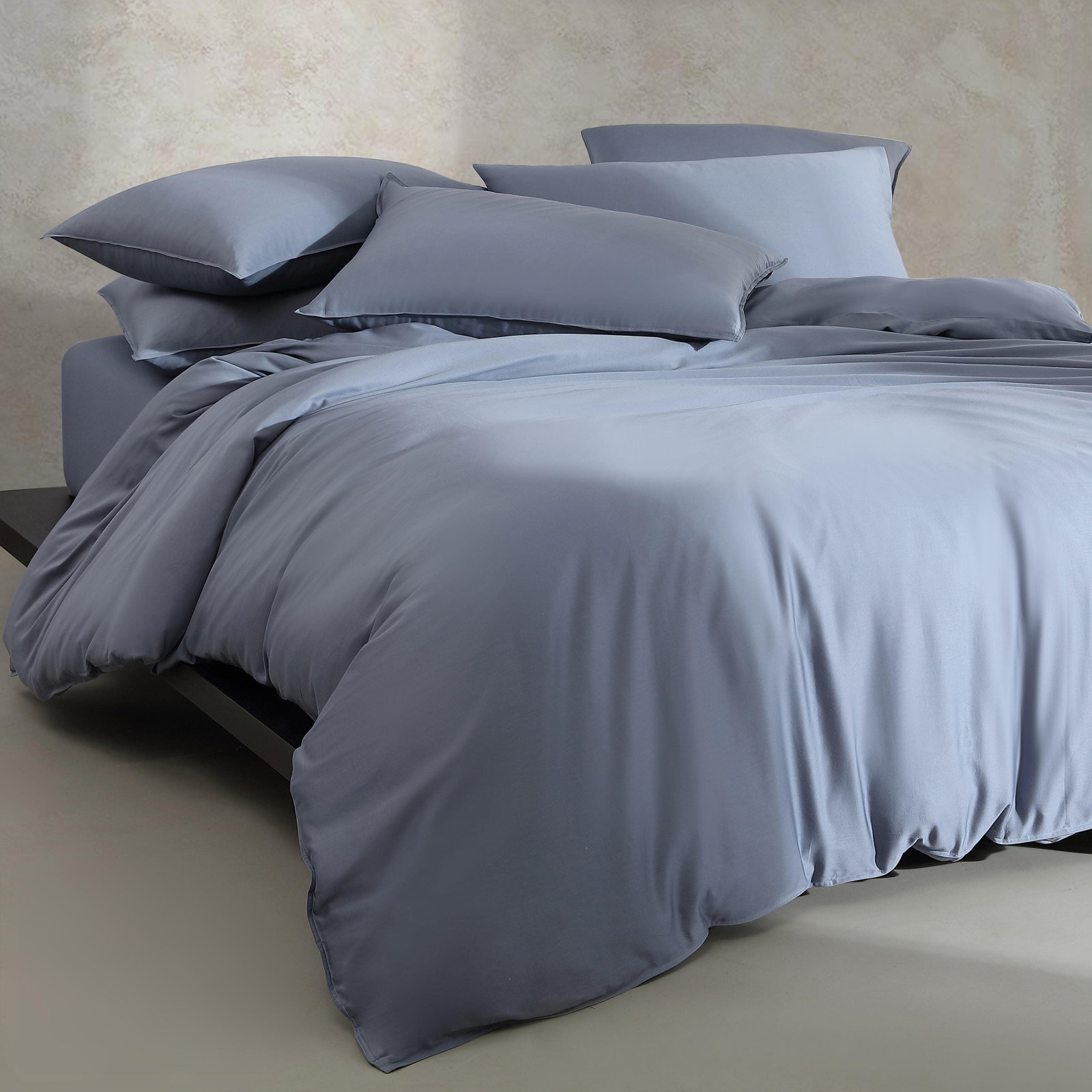 Organic Earth Cotton Comforter Set, King Duvet Cover + 2 King Shams, Light Blue