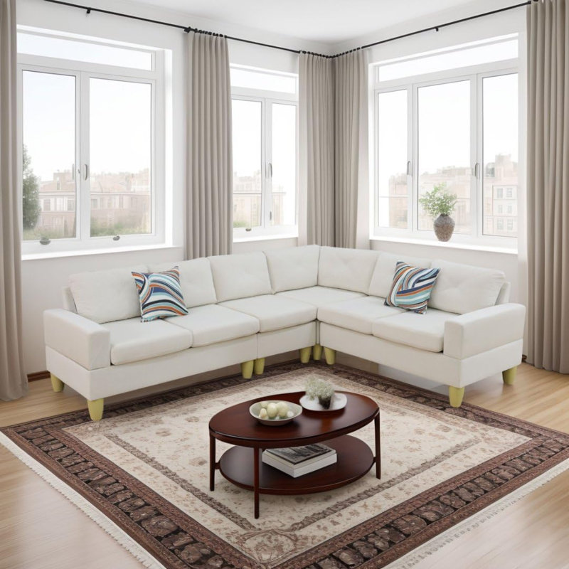 4-piece Flannel Sectional Sofa