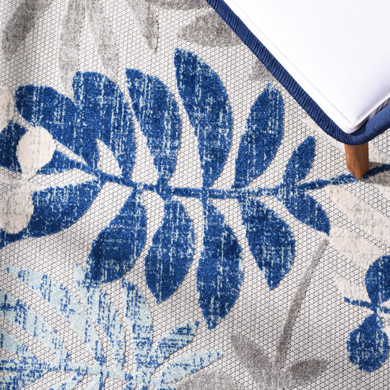 Tapis intérieur / extérieur floral tissé à la machine Langford , Rectangle 9 pi x 12 pi
